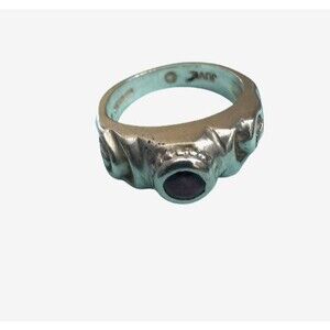 Vintage Scrolled Sterling Silver Amethyst Ring Size 7.5